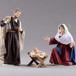 Picture of Holy Family (1) Group 3 pieces cm 40 (15,7 inch) Hannah Orient dressed nativity scene Val Gardena wood statues with fabric dresses 