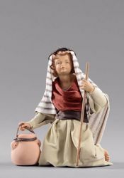 Picture of Kneeling Child with Jug cm 14 (5,5 inch) Hannah Orient dressed nativity scene Val Gardena wood statue with fabric dresses 