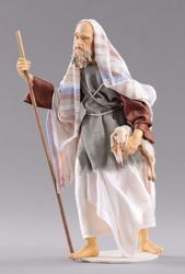 Picture of Shepherd with lamb cm 14 (5,5 inch) Hannah Orient dressed nativity scene Val Gardena wood statue with fabric dresses 
