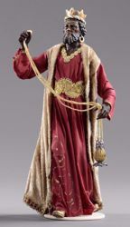 Picture of Balthazar Black Wise King cm 14 (5,5 inch) Hannah Orient dressed nativity scene Val Gardena wood statue with fabric dresses 