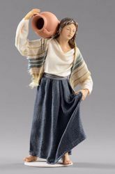 Picture of Woman with Jug cm 20 (7,9 inch) Hannah Orient dressed nativity scene Val Gardena wood statue with fabric dresses 