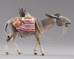 Picture of Donkey with saddlebags and wood cm 30 (11,8 inch) Hannah Orient dressed Nativity Scene in Val Gardena wood