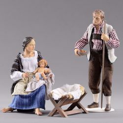 Picture of Holy Family (4) Group 3 pieces cm 30 (11,8 inch) Hannah Alpin dressed nativity scene Val Gardena wood statue fabric dresses