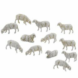 Immagine di Gruppo 12 Pecore cm 6 (2,4 inch) Presepe Landi Moranduzzo in PVC stile Napoletano