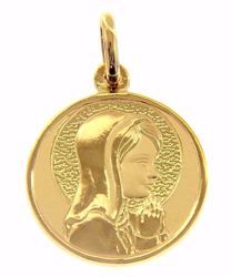 Immagine di Madonna in preghiera con aureola Medaglia Sacra Pendente tonda gr 3,9 Oro giallo 18kt da Donna 
