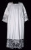 Immagine di SU MISURA Camice liturgico collo quadro ricamo liberty Croci piccole su tulle sfrangiato puro lino bianco