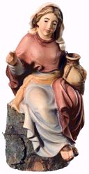 Immagine di Pastorella Seduta cm 6 (2,4 inch) Presepe Matteo stile orientale colori ad olio in legno Val Gardena