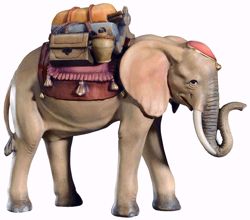 Imagen de Elefante con Silla cm 10 (3,9 inch) Belén Matteo estilo oriental colores al óleo en madera Val Gardena
