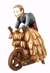 Immagine di Pastore Bambino con Carretto cm 10 (3,9 inch) Presepe Matteo stile orientale colori ad olio in legno Val Gardena