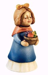 Imagen de Pastora con Cesta de Fruta cm 10 (3,9 inch) Belén Aurora colores al óleo en madera Val Gardena con imán 