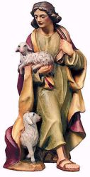 Imagen de Pastor con Oveja cm 6 (2,4 inch) Belén Raffaello estilo clásico colores al óleo en madera Val Gardena