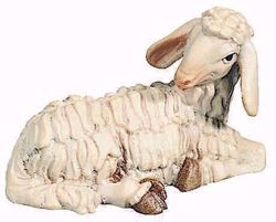 Picture of Lying Sheep cm 6 (2,4 inch) Raffaello Nativity Scene traditional style oil colours Val Gardena wood
