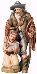 Immagine di Pastore con Bambino cm 8 (3,1 inch) Presepe Raffaello stile classico colori ad olio in legno Val Gardena