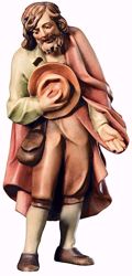 Picture of Shepherd with Hat cm 8 (3,1 inch) Raffaello Nativity Scene traditional style oil colours Val Gardena wood