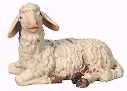 Picture of Lying Sheep cm 8 (3,1 inch) Raffaello Nativity Scene traditional style oil colours Val Gardena wood