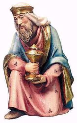 Picture of Melchior Wise King Kneeling cm 8 (3,1 inch) Raffaello Nativity Scene traditional style oil colours Val Gardena wood