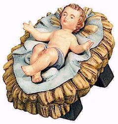 Immagine di Gesù Bambino con Culla separata cm 13 (5,1 inch) Presepe Raffaello stile classico colori ad olio in legno Val Gardena