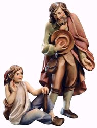 Immagine di Pastore con Ragazzo cm 13 (5,1 inch) Presepe Raffaello stile classico colori ad olio in legno Val Gardena