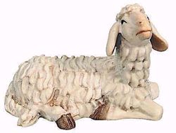 Picture of Lying Sheep cm 12 (4,7 inch) Raffaello Nativity Scene traditional style oil colours Val Gardena wood