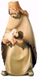 Immagine di Pastore con Pecora cm 16 (6,3 inch) Presepe Leonardo stile arabo tradizionale colori ad olio in legno Val Gardena