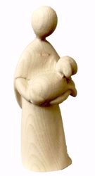 Imagen de Pastor con Oveja cm 16 (6,3 inch) Belén Stella estilo moderno color natural en madera Val Gardena