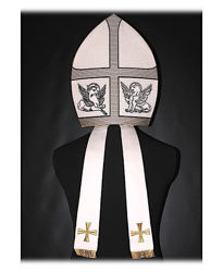 Immagine di Mitria liturgica Paolo VI Filato Oro Colore Croce Shantung