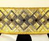 Picture of Liturgical Mitre Geometric Pattern Gold Gallon Rhinestones Vatican Canvas White