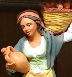 Picture of Woman with oranges and jug cm 26 (10,2 inch) Velardita Sicilian Nativity in Terracotta 