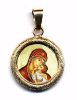 Imagen de Virgen de la Incarnación Medalla colgante redonda acabado martillado Diám mm 19 (0 75 inch) Plata con baño de oro y Porcelana Unisex Mujer Hombre