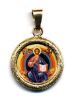 Imagen de Cristo en el trono Medalla colgante redonda acabado martillado Diám mm 19 (0 75 inch) Plata con baño de oro y Porcelana Unisex Mujer Hombre