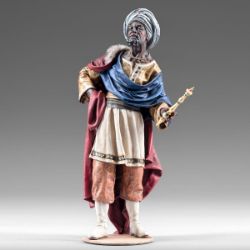 Picture of Black Wise King with Sceptre 30 cm (11,8 inch) Rustika wooden Nativity in peasant style with fabric clothes