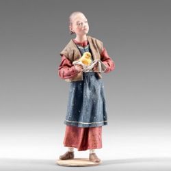 Picture of Girl with Chick 14 cm (5,5 inch) Rustika wooden Nativity in peasant style with fabric clothes