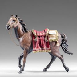 Picture of Horse with Saddle 55 cm (21,6 inch) Rustika wooden Nativity in peasant style with fabric clothes