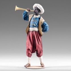 Picture of Servant of the Three Kings with Trumpet 30 cm (11,8 inch) Rustika wooden Nativity in peasant style with fabric clothes