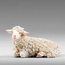 Picture of Sheep with wool lying cm 40 (15,7 inch) Immanuel dressed Nativity Scene oriental style Val Gardena wood statue