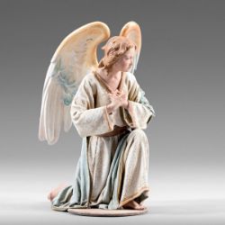 Picture of Kneeling Angel looking to the left 30 cm (11,8 inch) Immanuel dressed Nativity Scene oriental style Val Gardena wood statue fabric clothes