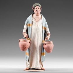 Picture of Standing Man with amphorae cm 30 (11,8 inch) Immanuel dressed Nativity Scene oriental style Val Gardena wood statue fabric clothes