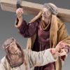 Picture of Simon of Cyrene helps Jesus to carry his cross 20 cm (7,9 inch) Immanuel dressed Nativity Scene oriental style Val Gardena wood statues fabric clothes