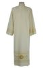 Picture of Liturgical Alb in Extra-light Wool with Folds and IHS Flowers & Wheat Embroidery by Chorus - Ivory 