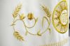 Picture of Liturgical Alb in Extra-light Wool with Folds and IHS Flowers & Wheat Embroidery by Chorus - Ivory 