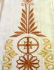 Picture of Priest Roman Stole in Wool and Moiré Silk with Tassel and Alpha Omega Embroidery by Chorus - Ivory Red Green Purple 