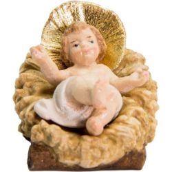 Immagine di Gesù Bambino con Culla separata cm 6 (2,4 inch) Presepe Matteo stile orientale colori ad olio in legno Val Gardena