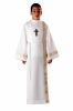 Picture of MADE TO MEASURE - First Communion Alb unisex with folds golden Trim Polyester Liturgical Tunic