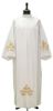 Picture of MADE TO MEASURE Cotton-blend Alb with pleats, shoulder zipper, Cross embroidery - White, Ivory