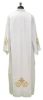 Picture of MADE TO MEASURE Cotton-blend Alb with pleats, shoulder zipper, Cross embroidery - White, Ivory