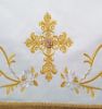 Picture of Satin altar tablecloth, gold & silver embroidery, precious stones 63x39 inch - White, Ivory