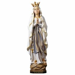 Immagine di Madonna Nostra Signora di Lourdes con corona cm 115 (45,3 inch) Statua dipinta ad olio in legno Val Gardena