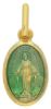 Immagine di Madonna Miracolosa Medaglia Sacra Pendente ovale Conio gr 1,5 Oro giallo 18kt con Smalto verde da Donna