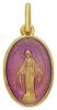 Picture of Miracolous Madonna Our Lady of Graces Coining Sacred Oval Medal Pendant gr 2,2 Yellow Gold 18k with purple Enamel for Woman