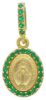 Picture of Miracolous Madonna Our Lady of Graces with crown Coining Sacred Oval Medal Pendant gr 1,5 Yellow Gold 18k green Zircons Mother of Pearl